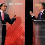 Santos y Zuluaga, en un debate televisado