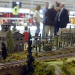 Una de las maquetas expuestas en la XVII Exposición Internacional de Maquetas de Tren, que congrega desde hoy a representantes de España y Portugal en Santiago de Trobajo del Camino (León).