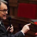 El presidente de la Generalitat, Artur Mas, durante una de sus intervenciones en la sesión de control al gobierno catalán