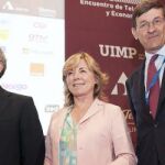 César Alierta, presidente de Telefónica, Pilar del Castillo, eurodiputada y presidenta de la Fundación Europea de Internet, y Vittorio Colao, consejero de Vodafone.