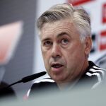 El entrenador del Real Madrid, Carlo Ancelotti, en la rueda de prensa