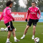 Últiimo entrenamiento del Real Madrid, hoy, antes del derbi copero