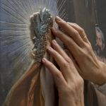 Detalle de la reproducción en relieve de la obra La Fragua de Vulcano de Diego Velázquez