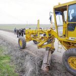 Un cámara graba los trabajos que empezaron ayer de control preventivo de topillos en la comarca abulense de La Moraña