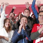 Alberto Garzón (izq.) y Tania Sánchez, en el acto de ayer