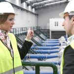 Silvia Clemente durante una visita reciente a las obras de modernización de regadíos en el Páramo leonés