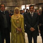 De izda a drcha.: Sophie Urrutia Legrand; Joaquín Antuña, Presidente de Paz y Cooperación; la anfitriona la embajadora omaní Kifaya Bint Khamis Al Raisi; el embajador de Argelia Mohammed Haneche y Christina Pappas