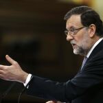 El presidente del Gobierno español, Mariano Rajoy, interviene en la segunda jornada del debate.