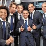 Los jugadores del Madrid, antes de partir hacia Rabat
