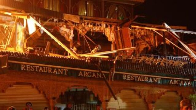 Estado en que quedó el café Argana, en Marrakech, en el atentado terrorista de los yihadistas en abril de 2011.