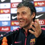 El tecnico del F.C. Barcelona, Luis Enrique, durante la rueda de Prensa.