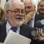 El ministro de Agricultura, Miguel Arias Cañete, atiende a la prensa en los pasillos de la Cámara Baja