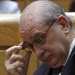 Jorge Fernández Díaz, durante la sesión de control al Gobierno celebrada esta tarde en el pleno del Senado.