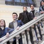 Los ganadores de la Nit de Santa Llúcia, ayer, en la sede de Òmnium