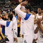 Los jugadores del Real Madrid celebran el pase a la gran final.