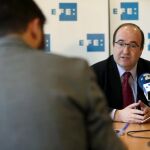 El primer secretario del PSC, Miquel Iceta, durante unas declaraciones a Efe