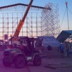 Tareas de montaje del escenario del Jarama Motor Sound Festival