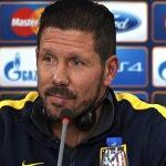 Diego Simeone durante la rueda de prensa en Lisboa