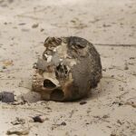 El cráneo de un decapitado por los yihadistas en Damasak
