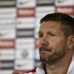 El entrenador argentino del Atlético de Madrid, Diego Simeone, durante la rueda de prensa