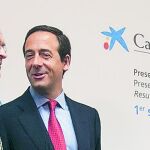Isidro Fainé, con Gonzalo Gortázar antes de la presentación