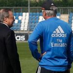 Florentino Pérez y Carlo Ancelotti en Valdebebas