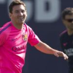 Messi, ya se entrena junto a sus compañeros.
