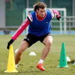 Gareth Bale, en el entrenamiento de este martes