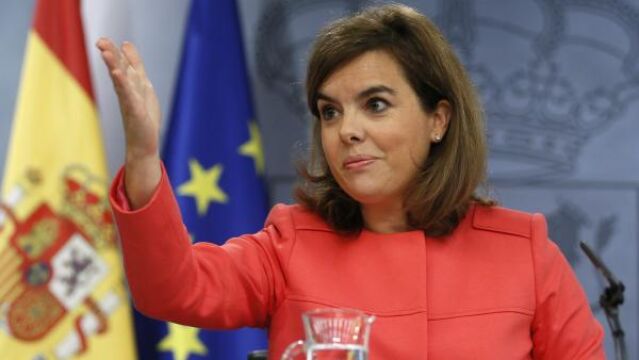 La vicepresidenta del Gobierno, Soraya Sáenz de Santamaría, durante la rueda de prensa posterior a la reunión del Consejo de Ministros.