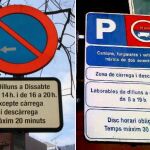 Dos ejemplos de señales solo rotuladas en catalán.