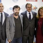 De izd a dcha, el presidente de la Asociación de Futbolistas, Luis Rubiales, el ministro de Sanidad, Alfonso Alonso, la secretaria de Estado de Igualdad, Susana Camarero, y el actor Antonio de la Torre