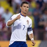 Cristiano Ronaldo durante el partido contra Armenia de la Eurocopa.