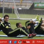 Cesc, en el entrenamiento de hoy con la Selección