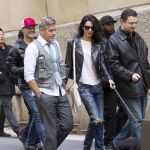 Imagen de la pareja durante el rodaje de la película Money Monster