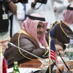 El secretario de Estado de EE UU, John Kerry, durante la reunión en Arabia Saudí
