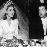 El día de su boda con su primer marido.