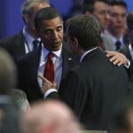 Imagen de archivo del encuentro de Obama y Zapatero durante la reunión del Consejo de Seguridad Nuclear, el pasado 13 de abril