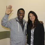 Pelé, junto a su actual mujer Marcia Cibele Aoki.