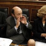 Zapatero, Rubalcaba y Salgado, en una imagen de archivo en el Congreso