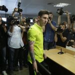 La comparecencia de Messi desbordó el aforo de la sala de prensa de la Ciudad Deportiva
