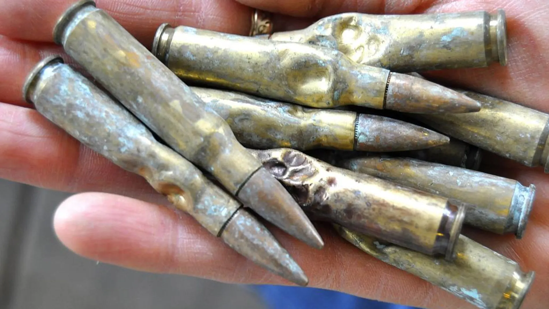 Imagen de cómo quedaron los proyectiles después de que los mordiera y se los comiera