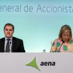 José Manuel Vargas, presidente de AENA, momentos antes de empezar su intervención en la junta de accionistas