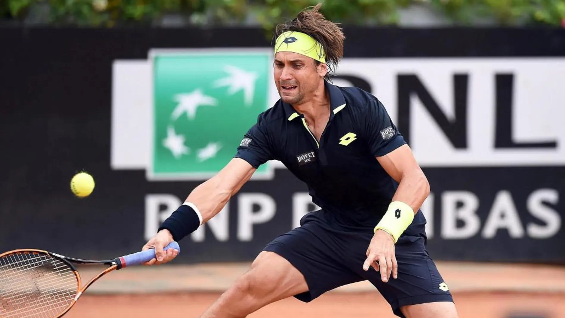 El español David Ferrer, en acción durante el partido contra el belga David Goffin