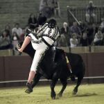 Luis Mariscal, corneado por el quinto de la nocturna en Sevilla/Efe