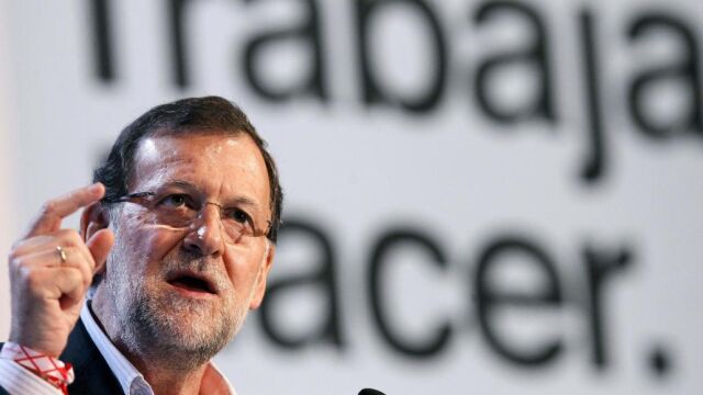 Mariano Rajoy, durante su intervención en un acto electoral de su partido que se ha celebrado hoy en el Palacio de Festivales de Cantabria.