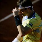 El tenista español David Ferrer, durante el partido de cuartos de final de Roland Garros que ha disputado contra el británico Andy Murray en París, Francia