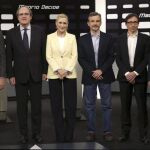 (De izq a dcha) Los candidatos para la Presidencia de la Comunidad de Madrid: Ignacio Aguado (Ciudadanos), Ángel Gabilondo (PSOE), Cristina Cifuentes (PP), José Manuel López (Podemos), Ramón Marcos (UPyD) y Luis García Montero (IU)