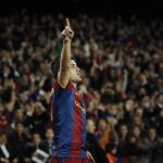 El delantero David Villa celebra el gol conseguido frente al Sevilla