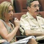 Chacón, durante la videoconferencia, con el general Jaime Domínguez Buj