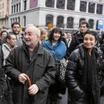 Varios dirigentes abertzales durante la marcha en Bilbao a favor de Sortu